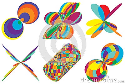 Curvy vibrant colourful abstract shapes, design elements Vector Illustration