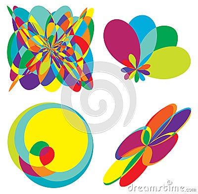 Curvy vibrant colourful abstract shapes, design elements Vector Illustration