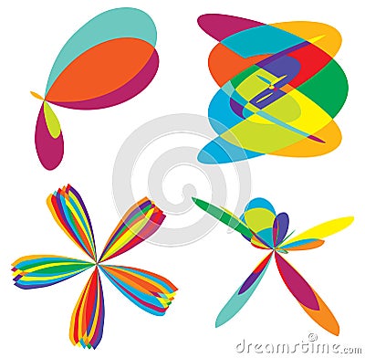 Curvy vibrant colourful abstract shapes, design elements Vector Illustration