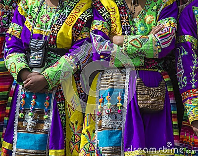 CUSCO - PERU - JUNE 06, 2016 : Peruvian dancers at the parade in Editorial Stock Photo