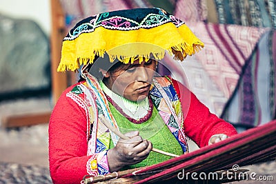 Cusco / Peru - May 26.2008: Portrait of a sewer woman, seamstress at work, Editorial Stock Photo