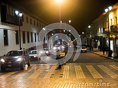 Cusco, Peru at night Editorial Stock Photo