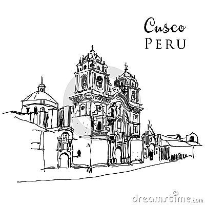 Cusco, Peru sketechy hand drawn illustration Vector Illustration