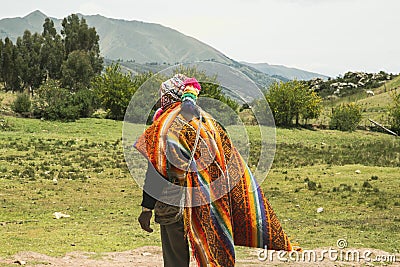 Cusco, PerÃº; December 20, 2018, native man, Peruvian elder, in ritual to coca Editorial Stock Photo