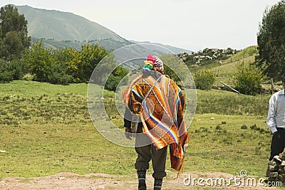 Cusco, PerÃº; December 20, 2018, native man, Peruvian elder, in ritual to coca Editorial Stock Photo