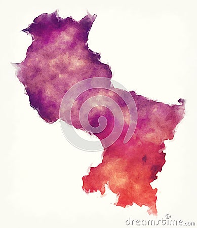 Cusco region watercolor map of Peru in front of a white background Cartoon Illustration