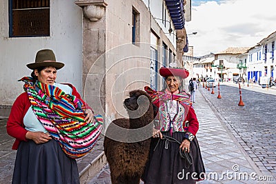 Cusco woman in traditional clothing Editorial Stock Photo