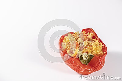 Cuscus, oven-roasted red pepper stuffed with couscous with vegetables Stock Photo