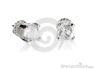 Cushion Cut Diamond Stud Earrings Stock Photo