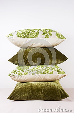 Cushions in green Stock Photo