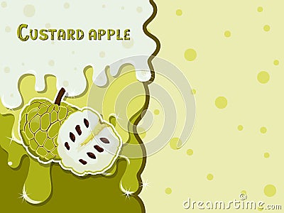 Custard apple fruit melted flowing consisting of dark tasty sweet liquid. Abstract background. Copy space for text. Vector Vector Illustration