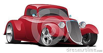 Custom American Red Hot Rod Car Isolated Vector Illustration Vector Illustration