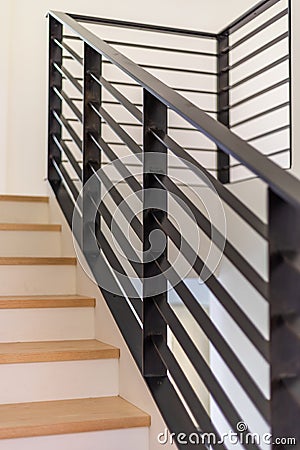 Custom Black Metal Stair Railing Stock Photo