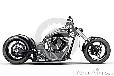 Custom black motorcycle Stock Photo
