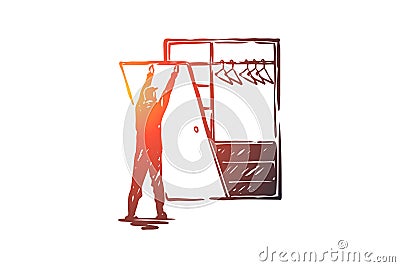 Custom, built-in, construction, work, create concept. Hand drawn isolated vector. Vector Illustration