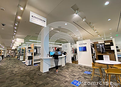 The Custom Closet order and display area at The Container Store retail organizing store Editorial Stock Photo