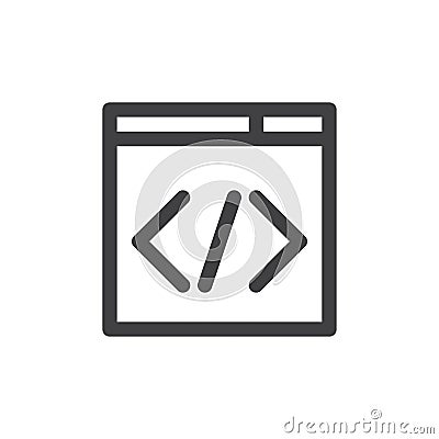 Custom code line icon, outline vector sign, linear style pictogram isolated on white. Vector Illustration