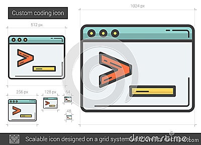 Custom coding line icon. Vector Illustration