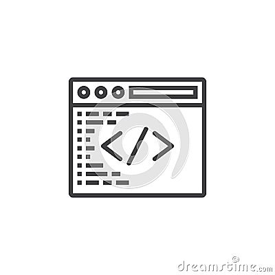 Custom coding symbol. Programming line icon, outline vector sign Vector Illustration