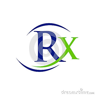 custom creative green blue RX logo design medical treatment teraphy icon symbol illustration Cartoon Illustration