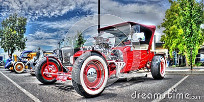 Custom designed red hot rod Editorial Stock Photo