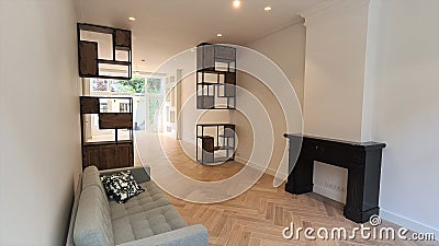 Custom designed room divider in high-end townhouse Stock Photo