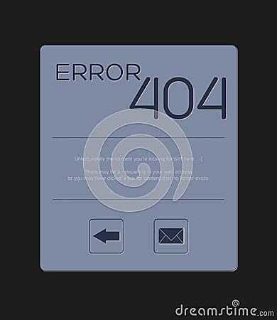 Custom Error 404 - Page not foud with text and buttons for back Vector Illustration