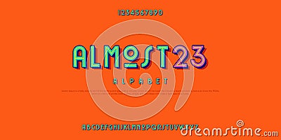 Tech Typeface font custom sans serif with a line in the center text. Vector Illustration