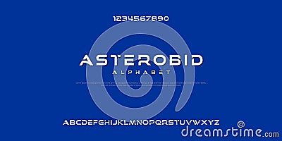 Tech TYpeface font custom Vector Illustration