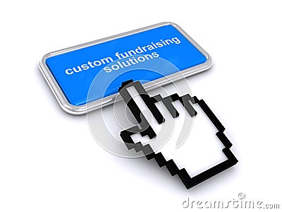 Custom fundraising solutions button on white Stock Photo