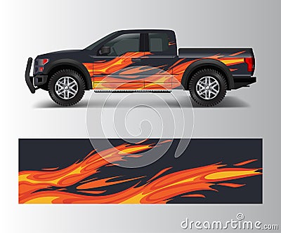 Custom livery race rally offroad car vehicle sticker and tinting. Car wrap decal design vector Vector Illustration