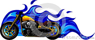 custom motorcycle with flames vector illustration design Stock Photo