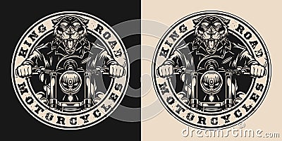 Custom motorcycle round vintage label Vector Illustration