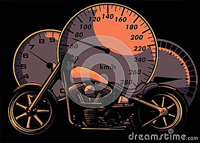 custom Motorcycle with speedometer vector illustration design Vector Illustration