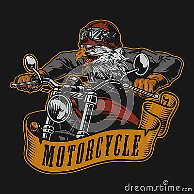 Custom motorcycle vintage colorful label Vector Illustration