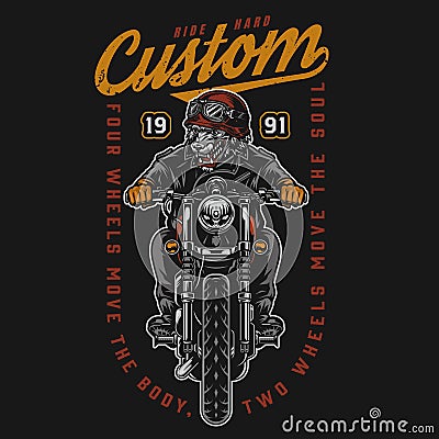 Custom motorcycle vintage colorful print Vector Illustration