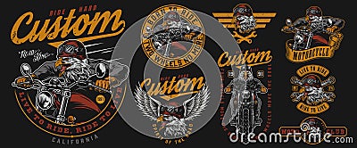 Custom motorcycle vintage designs composition Vector Illustration