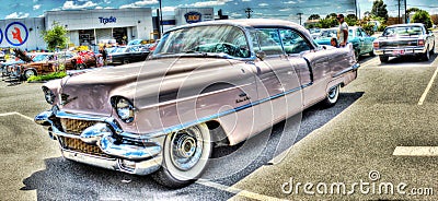 Custom painted pink Cadillac Editorial Stock Photo