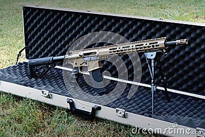 Custom Painted Semi-Auto Tactical Rifle Stock Photo