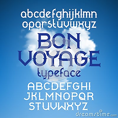 Custom retro typeface Bon Voyage Vector Illustration