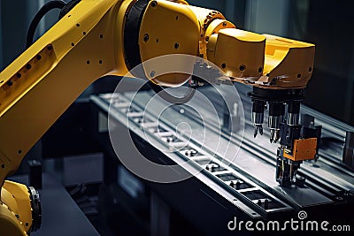 custom robotic arm with tools for precision tasks, such as threading a needle Stock Photo