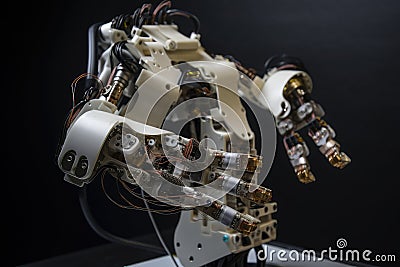 custom robotic hand, with multiple tools and attachments for precise and versatile manipulation Stock Photo