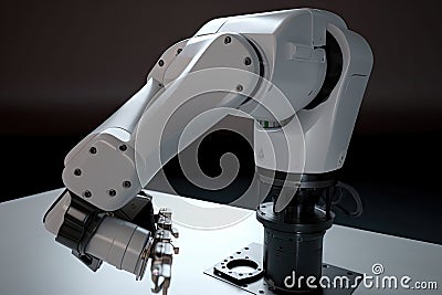 custom robotic hand, with tool-specific gripper for picking up and interacting with objects Stock Photo