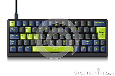 Custom Small Gaming Keyboard Vector Illustration