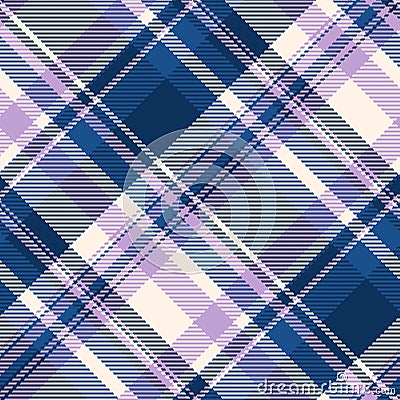 Custom vector check textile, presentation plaid tartan fabric. Autumn seamless pattern texture background in blue and old lace Vector Illustration