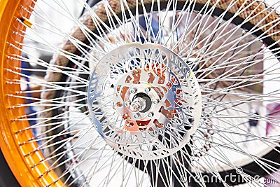 Custom wheel with spokes for bicycle Stock Photo