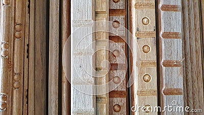 custom wooden profiles for roof decoration Stock Photo