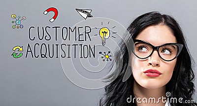 Customer Acquisition with young businesswoman Stock Photo