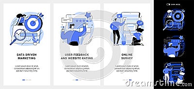 Customer behavior analysis mobile app UI kit. Vector Illustration