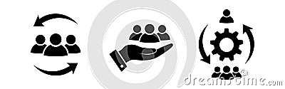 Customer care icon set in flat. Social help symbol Vector Illustration